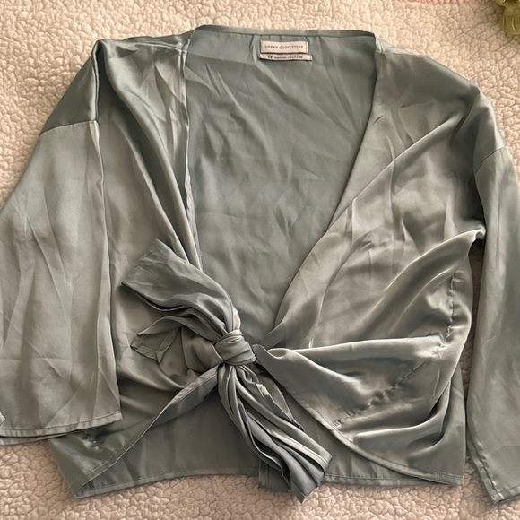 Urban Outfitters Light Blue Silk Top - Picture 1 of 2
